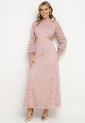 Różowa Rozkloszowana Sukienka Koktajlowa Ozdobiona Koronką z Odkrytymi Plecami Feliyana. Czerwone sukienki damskie Born2be, na imprezę, m, z aplikacjami, z koronki, eleganckie, bez kołnierzyka, bez ramiączek, maxi, rozkloszowane. W wyprzedaży za 111.99 zł.