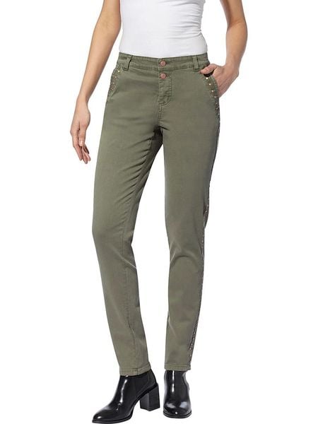 Heine Dżinsy - Slim fit - w kolorze khaki rozmiar: 40. Brązowe jeansy damskie Heine, z podwyższonym stanem. Za 118.01 zł.