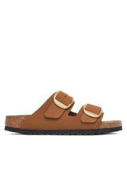 Birkenstock Klapki Arizona Big Buckle 1032989 Brązowy jasny. Brązowe klapki damskie Birkenstock, bez wzorów, ze skóry, bez obcasa. Za 674.99 zł.