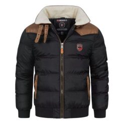 Kurtka turystyczna męska Geographical Norway Abramovitch. Czarne kurtki męskie Geographical Norway, na jesień, l, bez wzorów, ze skóry, eleganckie, bez kaptura. Za 449.65 zł.