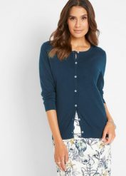 Sweter rozpinany. Czarne kardigany damskie bonprix, bez wzorów. Za 104.99 zł.