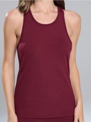 Koszulka na ramiączkach - bordowy. Czerwone bluzki sportowe damskie Sinsay, l, bez kołnierzyka, bez ramiączek. W wyprzedaży za 12.99 zł.
