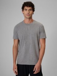 4F Koszulka treningowa szybkoschnąca męska - szara M. Szare t-shirty sportowe męskie 4f, m, z dzianiny, bez ramiączek, na fitness i siłownię. Za 99.99 zł.