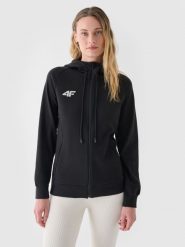4F Bluza dresowa rozpinana z kapturem damska - czarna S. Czarne bluzy z kapturem damskie 4f, s, z bawełny. W wyprzedaży za 159.99 zł.