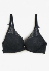 Ciemnozielony Biustonosz Push Up z Ozdobną Koronką Herjana. Zielone biustonosze Renee, bez wzorów, z koronki. Za 14.99 zł.
