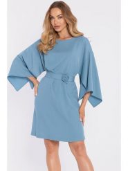 Made of emotion Sukienka w kolorze błękitnym rozmiar: M. Niebieskie sukienki damskie Made Of Emotion, m, bez wzorów, z tkaniny, bez kołnierzyka, bez ramiączek, mini. Za 244.99 zł.
