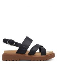 Timberland Sandały TB0A61TRW021 Czarny. Czarne sandały damskie Timberland, bez wzorów, ze skóry, bez obcasa, na płaskiej podeszwie. W wyprzedaży za 279.99 zł.