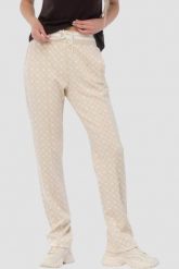 GUESS Beżowe damskie spodnie dresowe w monogram New Aggie, Rozmiar S. Brązowe spodnie dresowe damskie Guess, s, z aplikacjami, z dresówki. W wyprzedaży za 299.99 zł.