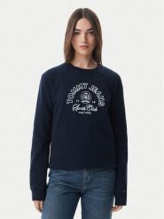 Tommy Jeans Bluza Heritage Logo DW0DW22821 Granatowy Regular Fit. Niebieskie bluzy bez kaptura damskie Tommy Jeans, s, z bawełny. Za 489.99 zł.