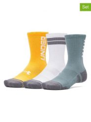Under Armour Skarpety sportowe (3 pary) "Perf tech" w kolorze miętowym, żółtym i białym rozmiar: XL. Białe skarpetki męskie Under Armour, bez wzorów, z materiału. Za 56.79 zł.