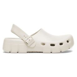 Klapki Birkenstock Birki Flow Eva 1027706 biale białe. Białe klapki damskie bez wzorów, z materiału, bez obcasa. Za 547.31 zł.