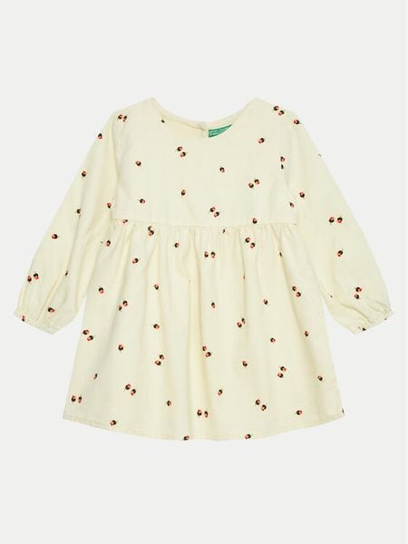 United Colors Of Benetton Sukienka codzienna 40CYGV020 Beżowy Regular Fit. Brązowe sukienki dziewczęce United Colors Of Benetton, bez wzorów, z bawełny, bez ramiączek. Za 149.99 zł.