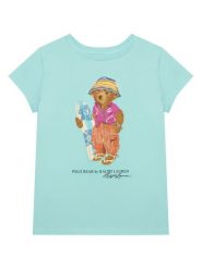 Polo Ralph Lauren T-Shirt 313B22529001 Turkusowy Regular Fit. Niebieskie koszulki dziewczęce Polo Ralph Lauren, m, bez wzorów, z bawełny, bez ramiączek. Za 329.99 zł.