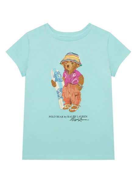 Polo Ralph Lauren T-Shirt 313B22529001 Turkusowy Regular Fit. Niebieskie koszulki dziewczęce Polo Ralph Lauren, m, bez wzorów, z bawełny, bez ramiączek. Za 227.99 zł.