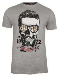 Szary T-Shirt (Koszulka) z Nadrukiem -BRAVE SOUL- Męski, Okrągły Dekolt, Brodacz, Barber, Hipster. Szare t-shirty męskie Brave Soul, m, bez wzorów, z bawełny, bez kołnierzyka. Za 69.00 zł.