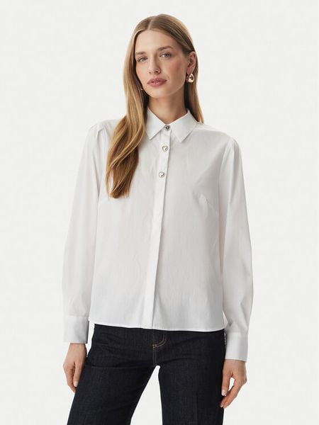 Morgan Koszula 261-COEUR Biały Regular Fit. Białe koszule damskie Morgan, bez wzorów, z bawełny, bez kołnierzyka, bez ramiączek. Za 249.99 zł.