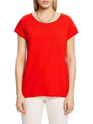 ESPRIT Koszulka w kolorze czerwonym rozmiar: XL. Czerwone bluzki damskie Esprit, xl, bez wzorów, bez kołnierzyka, bez ramiączek. Za 50.95 zł.
