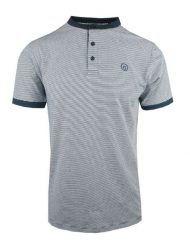 Męski T-Shirt (Koszulka) z Dekoltem na Guziki - Pako Jeans - Granat w Prążek. Niebieskie t-shirty męskie Pako Jeans, l, bez wzorów, z bawełny, bez kołnierzyka. Za 89.00 zł.