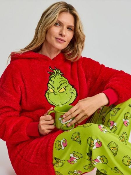 Bluza snuddie z haftem Grinch - czerwony. Czerwone bluzy bez kaptura damskie Sinsay, l. Za 69.99 zł.