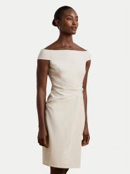 LAUREN RALPH LAUREN Sukienka koktajlowa 253936389003 Écru Slim Fit. Sukienki damskie Lauren Ralph Lauren, bez wzorów, z syntetyku, wizytowe, bez kołnierzyka, bez ramiączek. Za 799.99 zł.