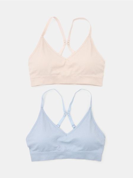 Prążkowane biustonosze z wyjmowanymi miseczkami 2 pack - wielobarwny. Biustonosze Sinsay, bez wzorów, prążkowane. Za 29.99 zł.