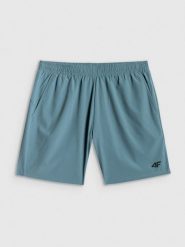 4F Spodenki treningowe szybkoschnące męskie - turkusowe L. Niebieskie szorty męskie 4f, z dzianiny, bez kołnierzyka. Za 99.99 zł.