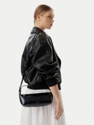 Calvin Klein Torebka Foil Logo Glossy LV04F3738G Czarny. Czarne torebki klasyczne damskie CALVIN KLEIN, bez wzorów, ze skóry, bez dodatków. Za 449.99 zł.