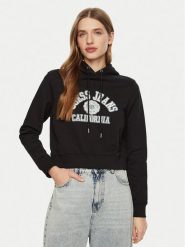 Guess Jeans Bluza W5RQ29 K68I4 Czarny Regular Fit. Czarne bluzy bez kaptura damskie Guess Jeans, s, z bawełny. Za 219.99 zł.