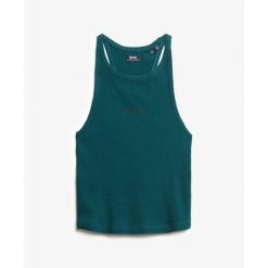 Tank top z plecami typu racer i logiem dla kobiet Superdry Essential. Zielone topy damskie Superdry., bez wzorów, bez kołnierzyka. Za 93.50 zł.