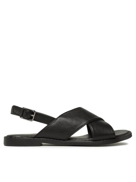 Jenny Fairy Sandały WS5551-10 Czarny. Czarne sandały damskie Jenny Fairy, bez wzorów, ze skóry, bez obcasa, na płaskiej podeszwie. Za 99.99 zł.