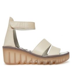 Sandały Fly London. Brązowe sandały damskie Fly London, bez wzorów, bez obcasa, na koturnie. Za 399.99 zł.