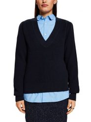 ESPRIT Sweter w kolorze granatowym rozmiar: XS. Niebieskie swetry klasyczne damskie Esprit, xs, ze splotem, bez kołnierzyka. Za 65.85 zł.