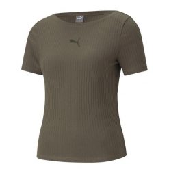 T-shirt Damski Prążkowana Slim. Zielone t-shirty damskie Puma, m, bez wzorów, prążkowane, bez kołnierzyka. Za 159.99 zł.