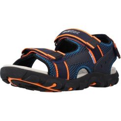 Sandały GEOX JR SANDAL STRADA A Niebieski. Niebieskie sandały damskie Geox, ze skóry, bez zapięcia. Za 139.99 zł.