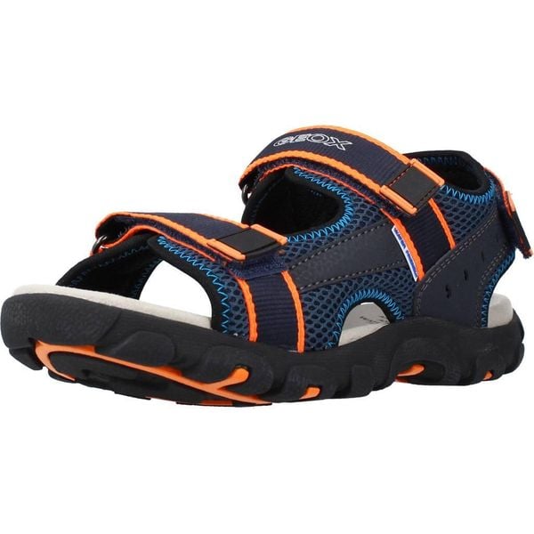 Sandały GEOX JR SANDAL STRADA A Niebieski. Niebieskie sandały damskie Geox, ze skóry, bez zapięcia. Za 141.99 zł.