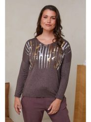 Curvy Lady Sweter w kolorze brązowym rozmiar: 40/42. Brązowe swetry klasyczne damskie Curvy Lady, z bawełny, bez kołnierzyka. Za 140.86 zł.