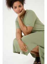 KAFFE curve Sukienka w kolorze zielonym rozmiar: L. Zielone sukienki damskie KAFFE curve, l, bez wzorów, z bawełny, bez kołnierzyka, bez ramiączek, midi. Za 78.99 zł.