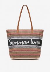 Beżowo-Różowa Torebka Typu Shopper na Plażę z Jedną Komorą Gomeissa. Czerwone shopper bag damskie Renee, bez wzorów, z materiału, bez dodatków. Za 39.99 zł.