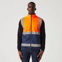 Kamizelka z pełnym zamkiem Regatta Hi-Vis Pro. Brązowe kamizelki męskie Regatta, z softshellu. Za 89.99 zł.