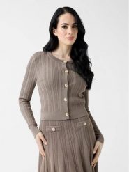 Guess Sweter 183559 Beżowy Classic Fit. Brązowe swetry klasyczne damskie Guess, xs, bez kołnierzyka. Za 474.99 zł.