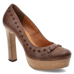 Brązowe Czółenka Szydłowski Eleganckie Buty Damskie. Brązowe czółenka damskie Szydłowski, z aplikacjami, ze skóry, bez obcasa. Za 189.00 zł.