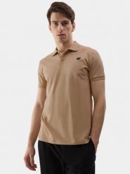 Koszulka polo męska 4F 4FWSS26TPTSM0948. Brązowe koszulki polo męskie 4f, m, bez wzorów, z bawełny, bez ramiączek. Za 99.99 zł.