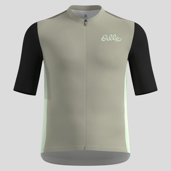 Koszulka kolarska Odlo Essential Heritage Print T-Shirt S/U Collar S/S Full Zip. Białe t-shirty męskie Odlo, m, bez wzorów, bez kołnierzyka. Za 251.99 zł.