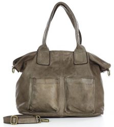 Shopperka skórzana MARCO MAZZINI beżowa taupe v169e. Brązowe shopper bag damskie bez wzorów, ze skóry, duże, bez dodatków. Za 529.15 zł.