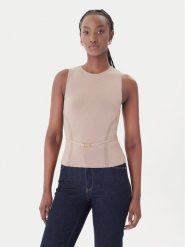 Marciano Guess Bluzka G6GR23 Z0760 Brązowy Regular Fit. Brązowe bluzki damskie Marciano Guess, s, z aplikacjami, z syntetyku, bez kołnierzyka, bez ramiączek. Za 266.99 zł.