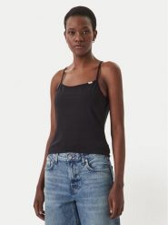 Calvin Klein Jeans Top LV047F259G Czarny Slim Fit. Czarne topy damskie Calvin Klein Jeans, xl, bez wzorów, z bawełny, bez kołnierzyka. Za 129.99 zł.