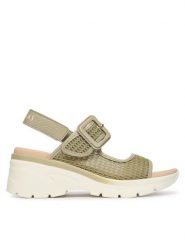 Hispanitas Sandały HV264636 C001 Zielony. Zielone sandały damskie Hispanitas, bez wzorów, z materiału, bez obcasa, na płaskiej podeszwie. Za 609.99 zł.