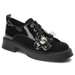 Czarne Półbuty S.Barski Damskie Eleganckie Obuwie. Czarne półbuty damskie S.BARSKI, bez wzorów, z jeansu, eleganckie, bez obcasa, na płaskiej podeszwie. Za 299.00 zł.