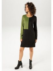 Aniston Sukienka w kolorze czarno-zielonym rozmiar: 46. Czarne sukienki damskie Aniston, bez wzorów, z wiskozy, bez kołnierzyka, bez ramiączek, mini. Za 95.99 zł.