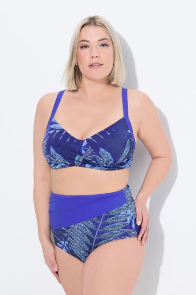 Damskie Bikini wzór paproci miękkie miseczki drapowany fason. Niebieskie bikini damskie Ulla Popken, bez wzorów, plus size. Za 233.99 zł.